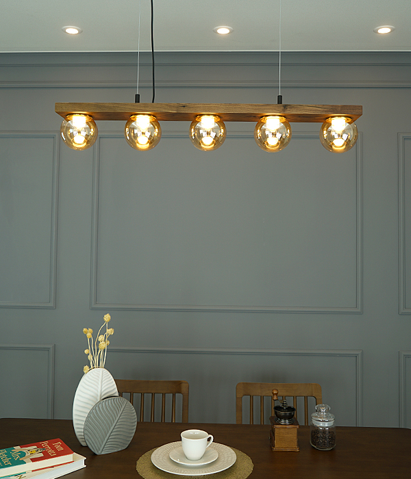 벤토리 5등 원목 식탁등 펜던트조명 LED25W